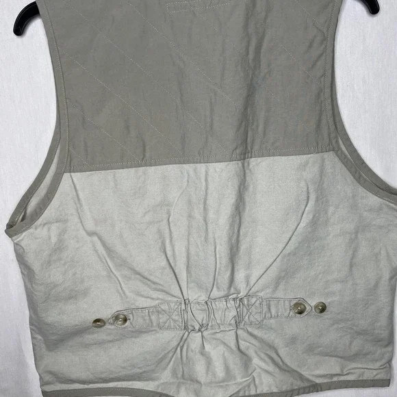 Vintage Columbia Sportswear Women Utility Vest Sage Green Cotton Cargo Pockets M - Picture 3 of 4